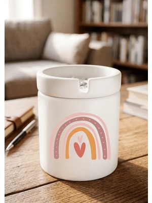 Eylül Design Boho Tasarımlı Baskılı Seramik Küllük Kokusuz Kül Tablası