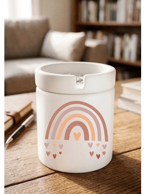 Eylül Design Boho Tasarımlı Baskılı Seramik Küllük Kokusuz Kül Tablası