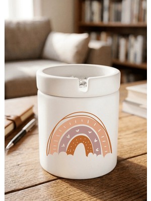 Eylül Design Boho Tasarımlı Baskılı Seramik Küllük Kokusuz Kül Tablası