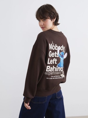 Lc Waikiki Yeni Sezon Stitch Baskılı Oversize Kadın Kalın Sweatshirt
