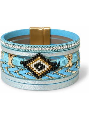 Venüs Design Çoklu Boncuklu Deri Bileklik