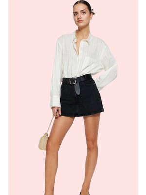 PayBuy Kadın Moda Denim Şort Etek Yüksek Bel Geniş Paça Pamuklu Günlük Kombinler Yazlık Şort