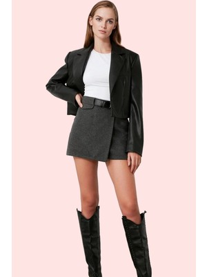PayBuy Kadın Moda Şort Etek Dokuma Kaşe Kemerli Kısa Boy Günlük Kullanım Hafta Sonu Yazlık Şort
