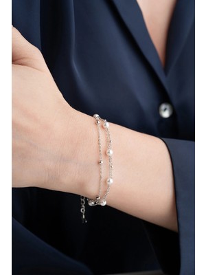 EDSA Silver 925 Ayar Gümüş Inci Model Trend Bileklik