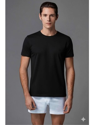 Eros Erkek %100 Pamuk O Yaka Kısa Kollu 2'li T-Shirt Atlet - Siyah