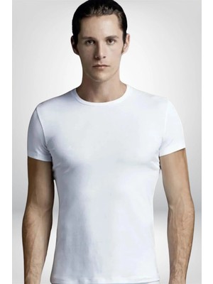 Eros Erkek %100 Pamuk Bisiklet Yaka 2'li T-Shirt Atlet - Beyaz