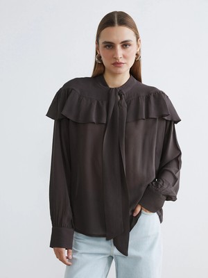 Lc Waikiki Yeni Sezon Fular Yaka Fırfırlı Oversize Bluz