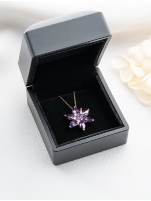 EDSA Silver 925 Ayar Gümüş Mor Renkli Lotus Kolye