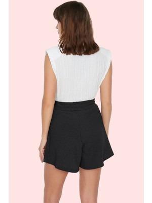 PayBuy Kadın Moda Kısa Şort Rahat Kesim Bürümcük Dokulu Örme Günlük Kullanım Yazlık Şort