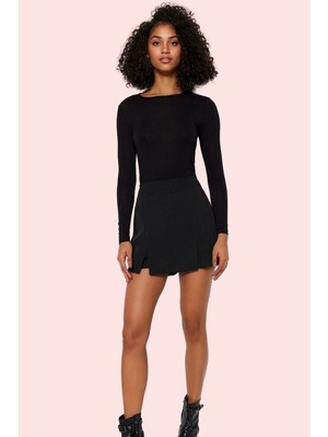 PayBuy Kadın Moda Şort Etek Yüksek Bel Dar Paça Finike Dokuma Yazlık Şort Günlük Kullanım