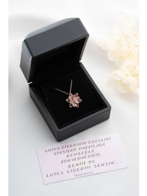EDSA Silver 925 Ayar Gümüş Işıklı Kutuda Pembe Lotus Çiçeği Kolye
