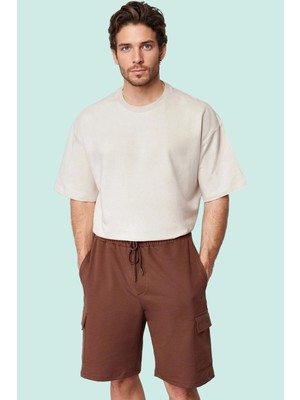 PayBuy Erkek Moda Geniş Paça Şort Aplike Detay Casual Günlük Stil Hafta Sonu Yazlık Şort