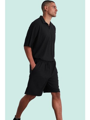PayBuy Erkek Moda Geniş Paça Ottoman Dokuma Kısa Şort Rahat Kalıp Renk Günlük Kullanım Kaliteli Malzeme