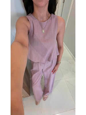 Lizya Keten Bluz Pantolon Takım