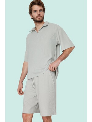 PayBuy Erkek Moda Geniş Paça Ottoman Dokuma Kısa Şort Rahat Kalıp Renk Günlük Kullanım Kaliteli Malzeme