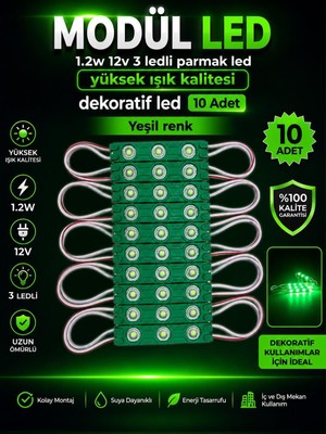 Kuzey Aksesuar Modül LED 1.2W 12V 3 Ledli Parmak LED Yüksek Işık Kalitesi Dekoratif LED 10 Adet