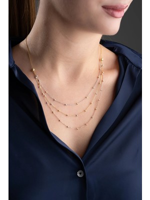 EDSA Silver 925 Ayar Rose Gold Dorika Gümüş Kolye