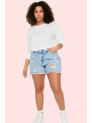 PayBuy Kadın Moda Yüksek Bel Geniş Paça Denim Şort Pamuklu Günlük Kombinler Yazlık Şort
