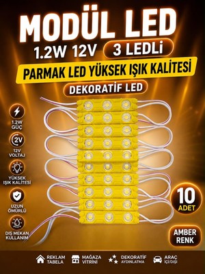 Kuzey Aksesuar Modül LED 1.2W 12V 3 Ledli Parmak LED Yüksek Işık Kalitesi Dekoratif LED 10 Adet