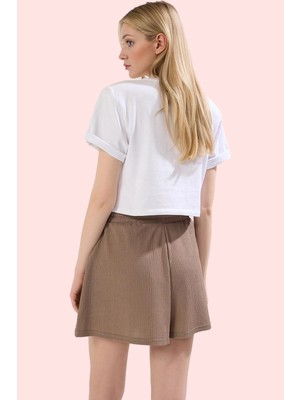 PayBuy Kadın Moda Geniş Paça Bürümcük Örme Şort Rahat Kalıp Günlük Yaz Hafta Sonu Stilin Buluştuğu Yer