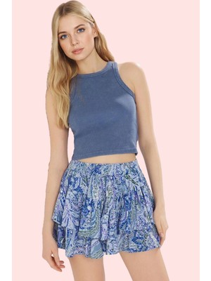 PayBuy Kadın Moda Şal Desenli Şort Etek Yüksek Belli Kısa Boy Yazlık Günlük Yazlık Şort