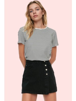 PayBuy Kadın Moda Denim Şort Etek Yüksek Bel Boru Paça Pamuklu Günlük Kombinler Yazlık Şort