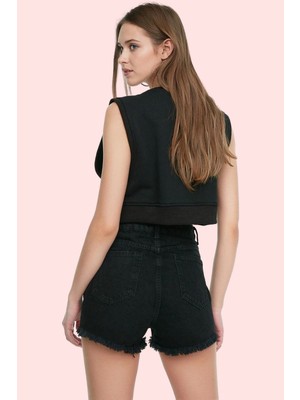 PayBuy Kadın Moda Yüksek Bel Mini Denim Şort Yırtık Detaylı Pamuklu Yazlık Günlük Kullanım Özel Günler