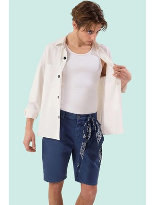 PayBuy Erkek Moda Denim Kot Şort Slim Fit Normal Bel 5 Cepli Casual Günlük Kullanım Yazlık Şort