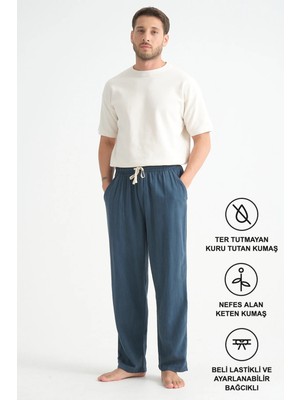 Redline Luxe Erkek Baggy Keten Karışımı Rahat Pantolon Bol Paça Yeni Sezon