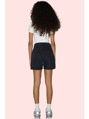 PayBuy Kadın Moda Denim Şort Geniş Paça Düz Desen Yazlık Şort Günlük Kullanım Hafta Sonu