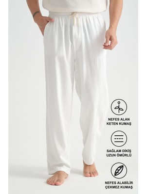 Redline Luxe Erkek Baggy Keten Karışımı Rahat Pantolon Bol Paça Yeni Sezon