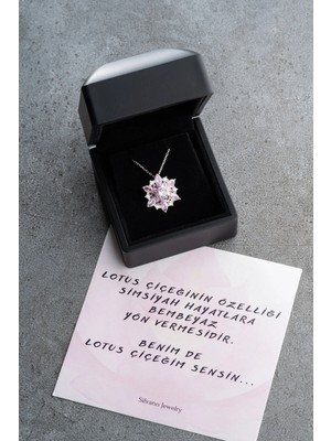 EDSA Silver 925 Ayar Gümüş Pembe Oval Zirkon Taşlı Lotus