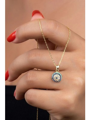 EDSA Silver 925 Ayar Gold Göz Nazarlı Gümüş Kolye