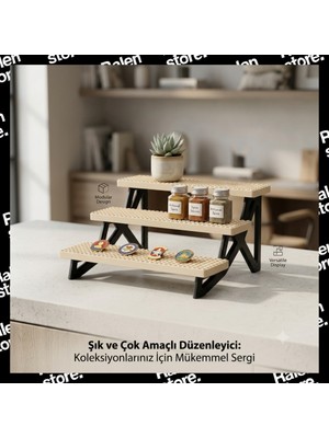 Ralen 3 Katlı Masaüstü Teşhir Standı – 3D Baskı Dekoratif Organizer Raf – Koleksiyon, Figür, Kozmetik ve Takı Sergileme Standı