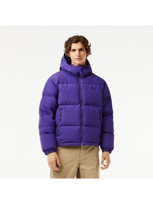 Lacoste Erkek Kapüşonlu Kapitone Mor Mont
