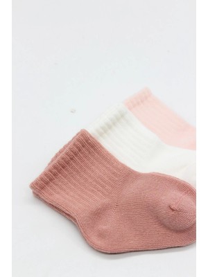 AyrStore Cherry Girl 3'lü Penye Soket Çorap 10138 Pudra