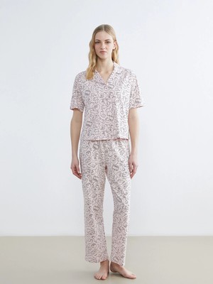 Lc Waikiki Yeni Sezon Gömlek Yaka Kedi Baskılı Kadın Pijama Takım