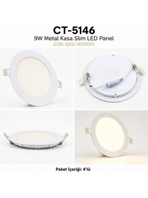 Cata CT-5146 9W Metal Kasa Slim LED Panel Gün Işık 4 Lü
