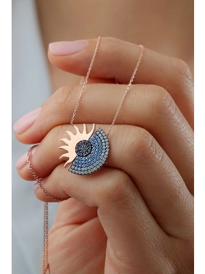 EDSA Silver 925 Ayar Gümüş Rose Nano Taşlı Güneş Kolye