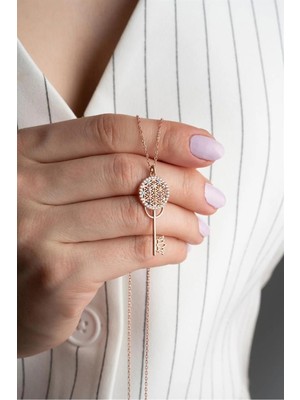 EDSA Silver 925 Ayar Rose Anahtar Gümüş Kolye