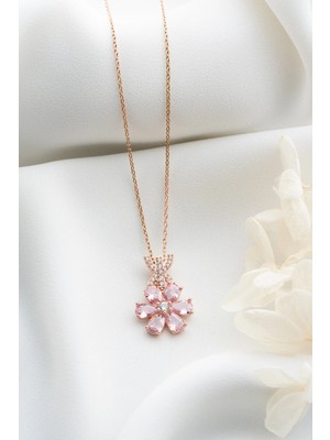 EDSA Silver 925 Ayar Gümüş Zirkon Taşlı Lotus Çiçeği Kolye
