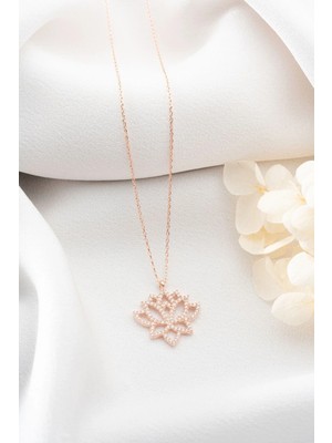 EDSA Silver 925 Ayar Gümüş Rose Lotus Çiçeği Kolye