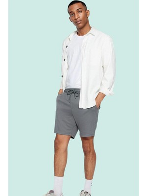 PayBuy Erkek Moda Geniş Paça Örme Şort Slim Kalıp Slogan Desenli Günlük Kullanım Yazlık Şort