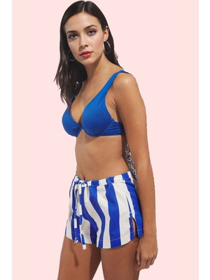 PayBuy Kadın Moda Geniş Paça Çizgili Denim Şort Pamuk Yazlık Şort Günlük Kullanım Hafta Sonu