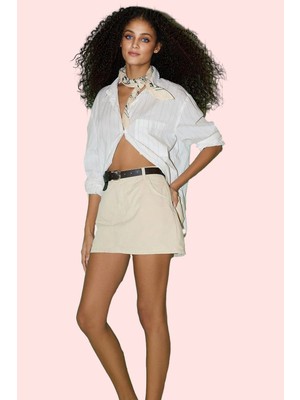 PayBuy Kadın Moda Denim Şort Etek Düz Desen Boru Paça Kemerli Kısa Boy Pamuklu Yazlık Günlük Kombinler