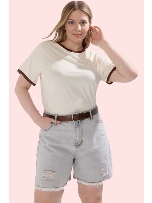 PayBuy Kadın Moda Yüksek Bel Geniş Paça Denim Şort Pamuklu Günlük Kombinler Yazlık Şort