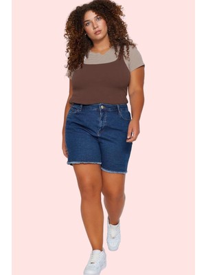 PayBuy Kadın Moda Denim Yüksek Bel Skinny Şort Düz Desen Günlük Kombinler Hafta Sonu Dayanıklı Malzeme