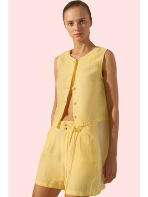 PayBuy Kadın Moda Keten Mini Şort Geniş Paça Yüksek Bel Yazlık Günlük Hafta Sonu Yazlık Şort
