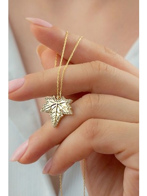 EDSA Silver 925 Ayar Gümüş Çınar Yaprağı Kolye
