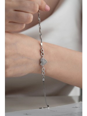 EDSA Silver 925 Ayar Gümüş Kalpli Model Bileklik